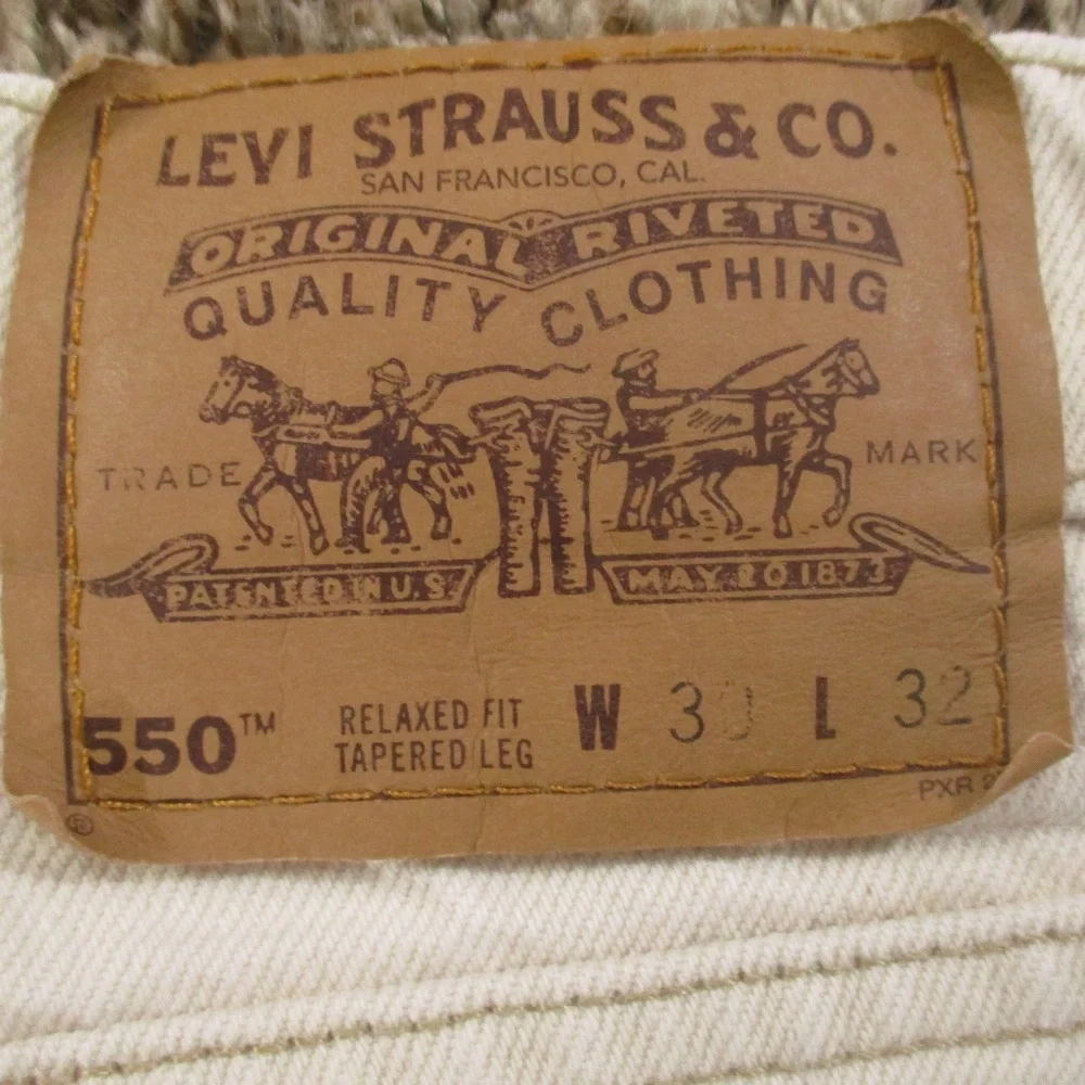 Levi's Vintage 80s Orange Tab Jeans Men 30x29 Beige 550 Relaxed Tapered Made USA - Picture 5 of 9